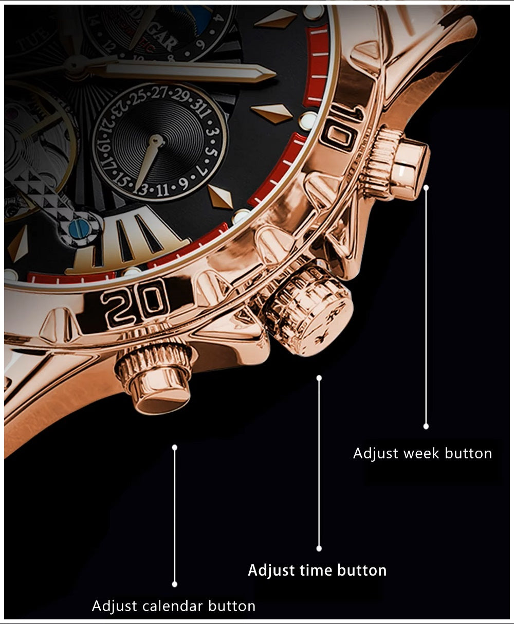 Reloj Automático de Lujo para Hombre Mecánico Impermeable 3ATM