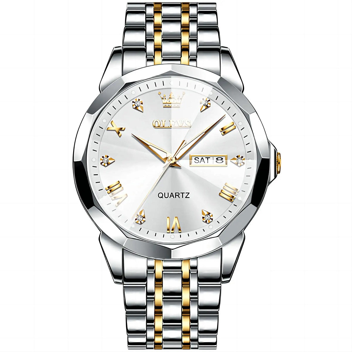 Reloj de Pulsera Hombre de Lujo Correa Bimetálica de Acero Inoxidable