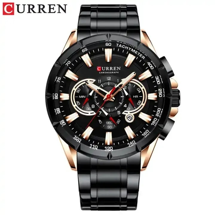 Reloj Hombre Curren Acero Inoxidable Cuarzo Cronógrafo Cristal