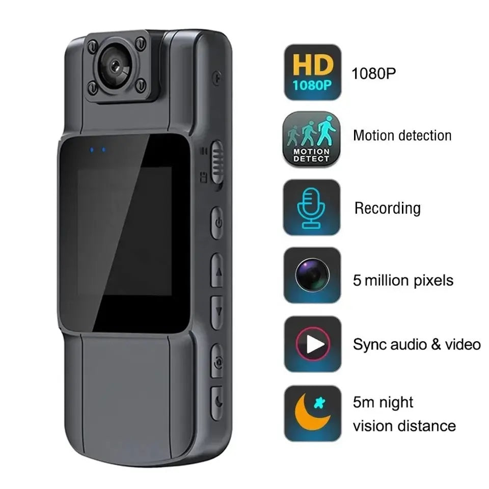 Cámara DVR Portátil Recargable Pantalla de 1,54 Visión Nocturna IP65