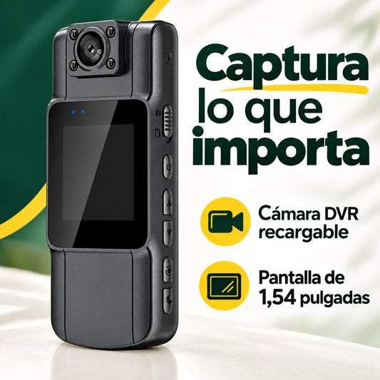 Cámara DVR recargable con pantalla 1,54″ · información en castellano