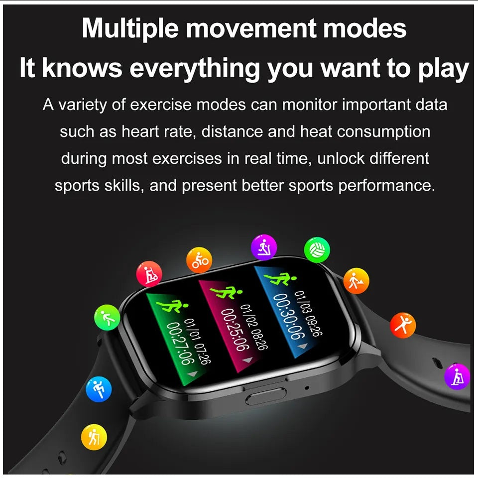 Smartwatch Pantalla AMOLED 2.01 Monitor de Ritmo Cardíaco