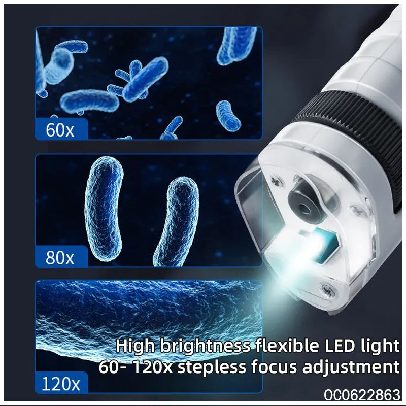 Microscopio 3 en 1 Educativo Infantil 120X Luz LED Integrado