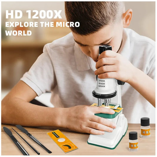 Microscopio Educativo Infantil 1200X Luz LED Lentes HD
