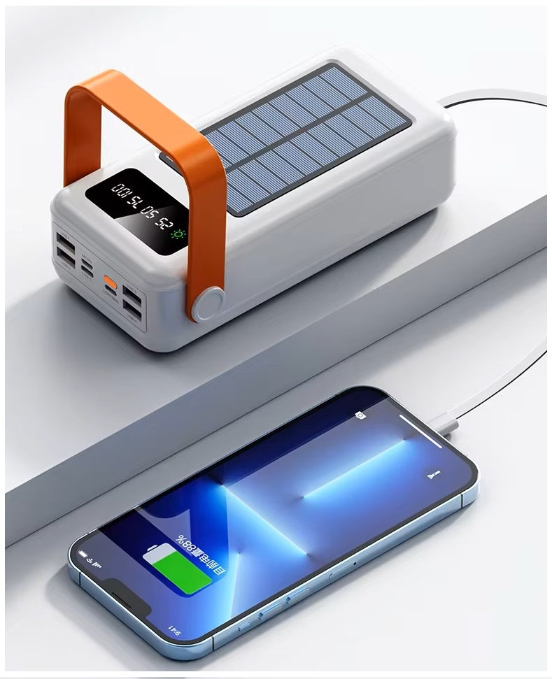Batería Portátil Power Bank Solar 40000mAh Cables Integrados Luz LED