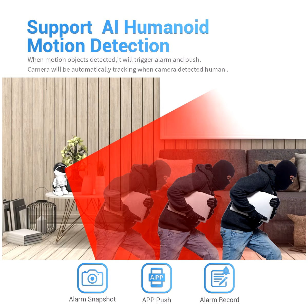Cámara de Vigilancia Inteligente Robot Detección de Movimiento