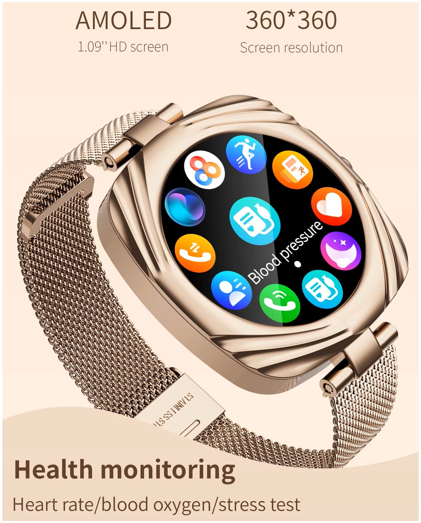 Smartwatch Reloj Inteligente Elegante AW5 Amoled 220mAh IP68 Salud