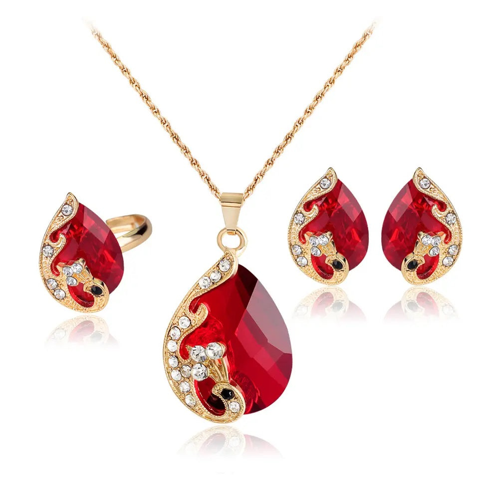 Set de lujo para Mujeres con Reloj Colgante Aros Anillo y Pulsera