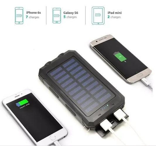Cargador Solar Portátil 20000mAh Linterna a Prueba de Agua y polvo