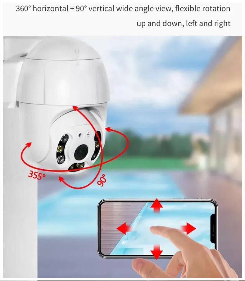 Cámara de Seguridad WiFi 1080P Visión Nocturna Rotación 360° IP66