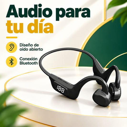 Audífonos Bluetooth Open-Ear Bone Conduction · información en castellano