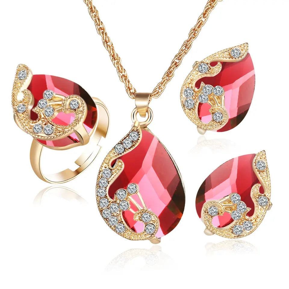 Set de lujo para Mujeres con Reloj Colgante Aros Anillo y Pulsera