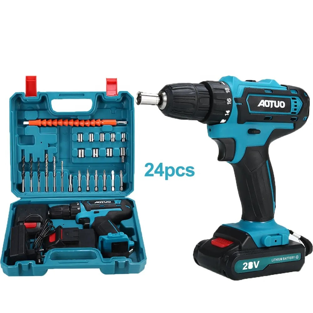 Taladro Portátil Recargable 36V con 24 Accesorios 32Nm Máx. Luz Led