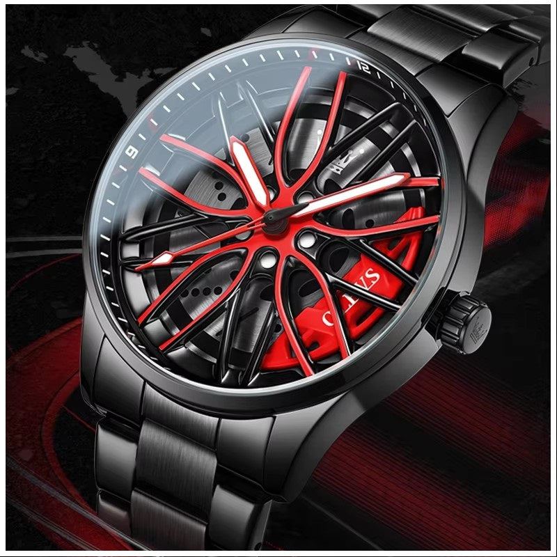 Reloj para Hombre con Diseño Exclusivo Llanta de Coche Giratoria