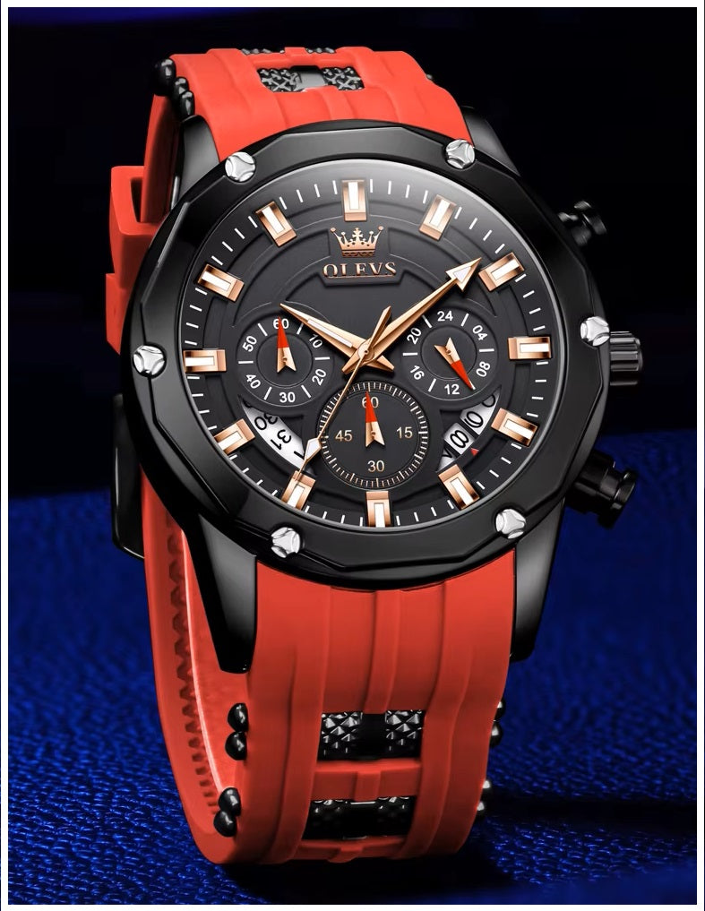 Reloj Quartz Deportivo de Lujo OLEV Cronógrafo Cuarzo Sumergible 30M