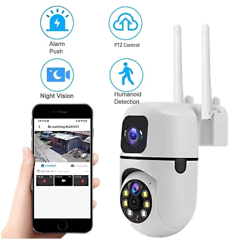 Cámara de Seguridad WiFi Lente Dual Monitoreo 360° Full HD 110° Visión