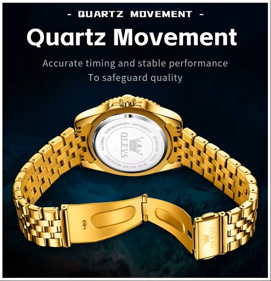 Reloj de Pulsera Dorado para Hombre Diseño Deportivo de Lujo