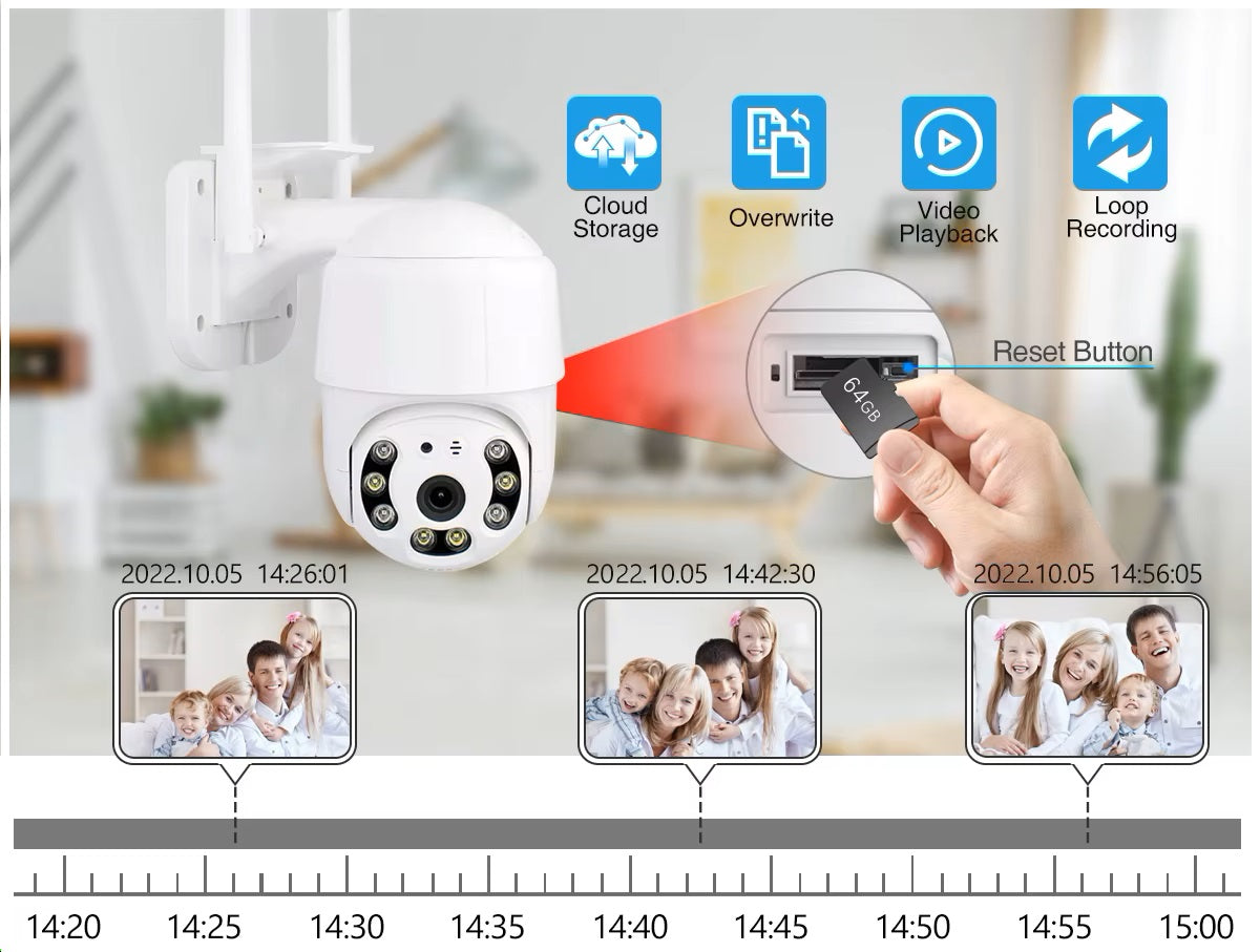 Cámara de Seguridad WiFi 1080P Visión Nocturna Rotación 360° IP66