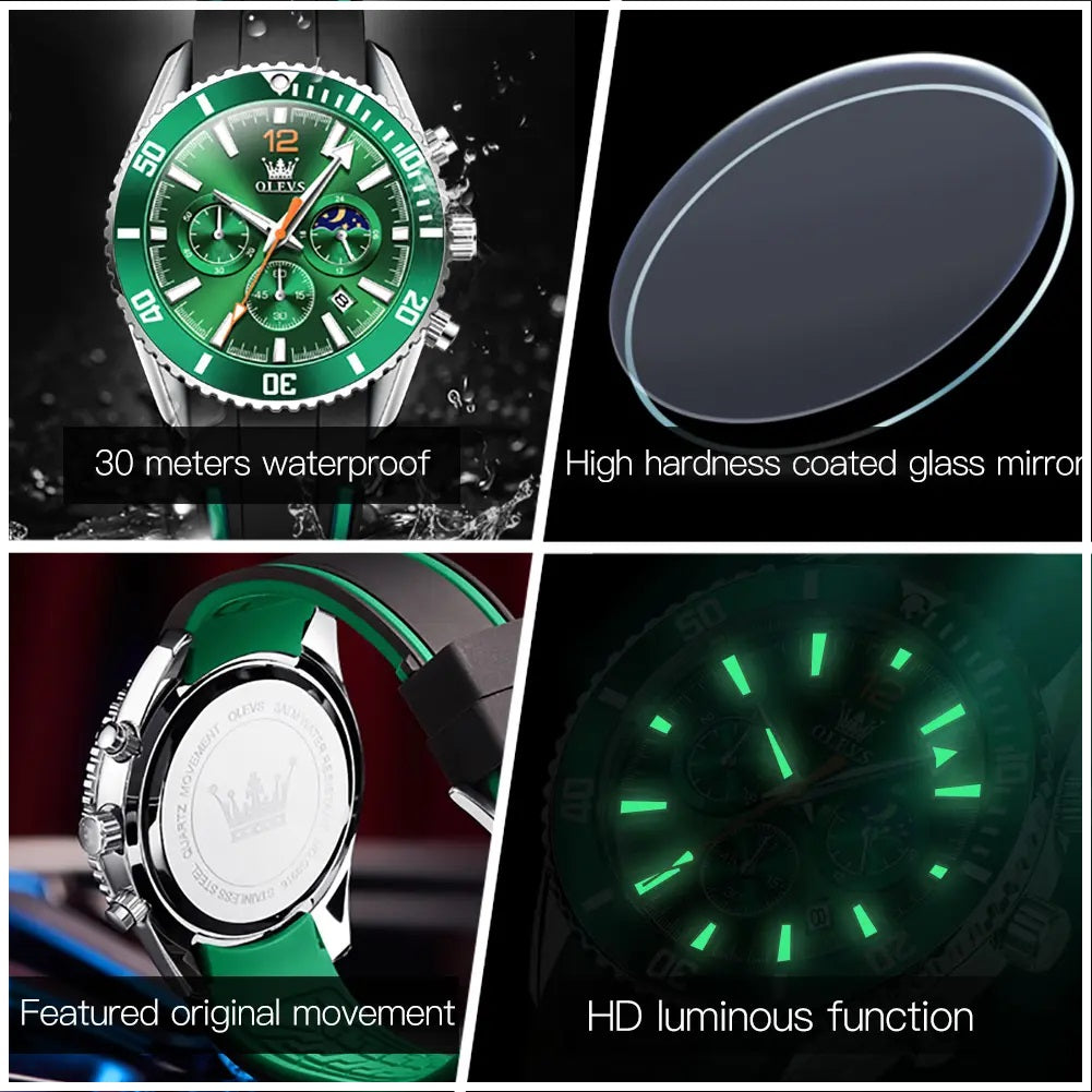 Reloj Cronógrafo Deportivo para Hombre Calendario Resistencia al Agua