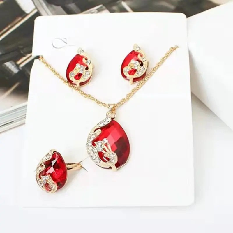 Set de lujo para Mujeres con Reloj Colgante Aros Anillo y Pulsera