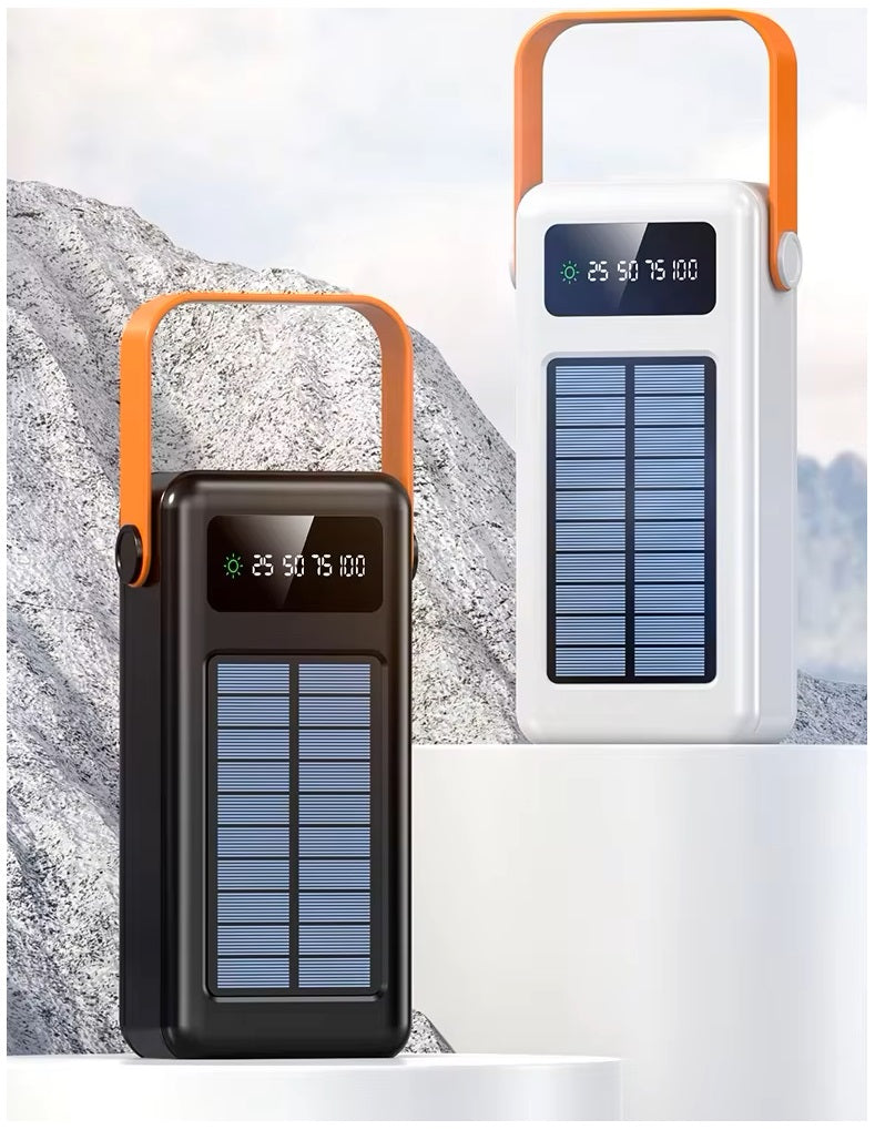 Batería Portátil Power Bank Solar 40000mAh Cables Integrados Luz LED