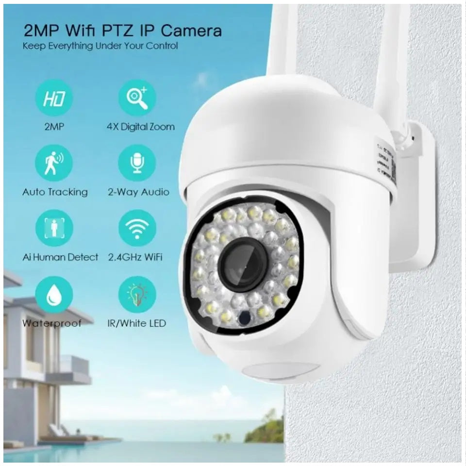 Cámara de Seguridad WiFi Monitoreo 360° Full HD 110° Visión Detección