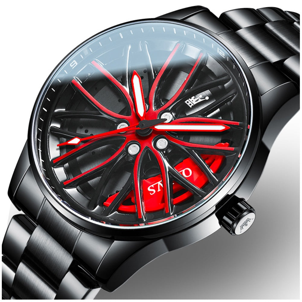 Reloj para Hombre con Diseño Exclusivo Llanta de Coche Giratoria