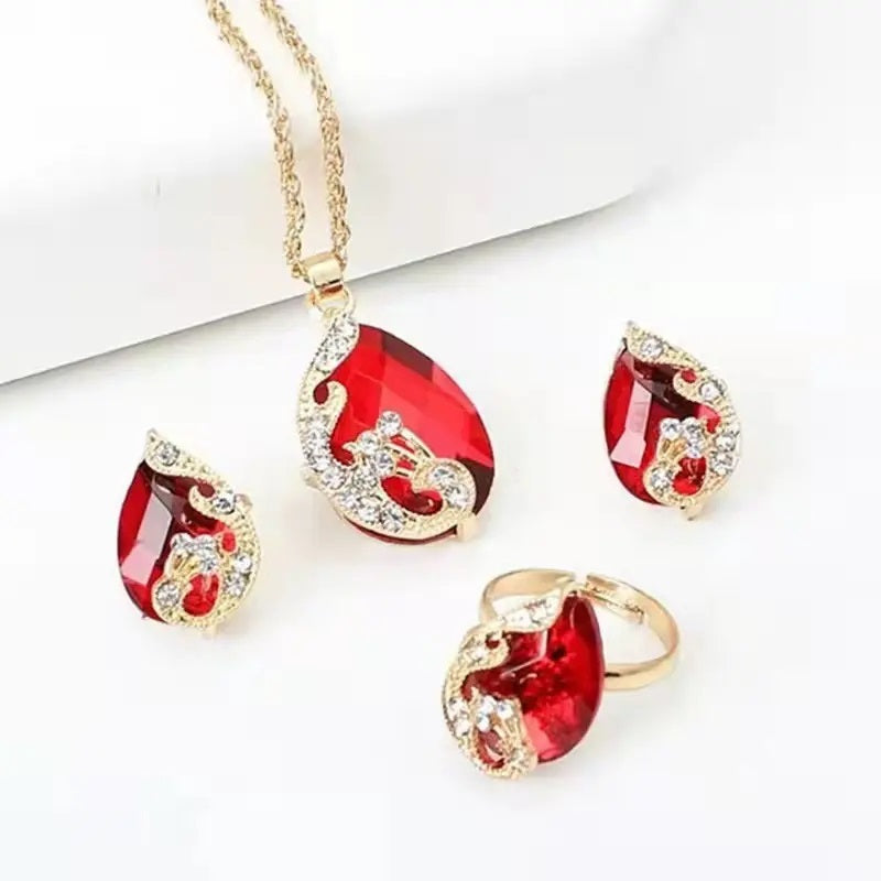 Set de lujo para Mujeres con Reloj Colgante Aros Anillo y Pulsera