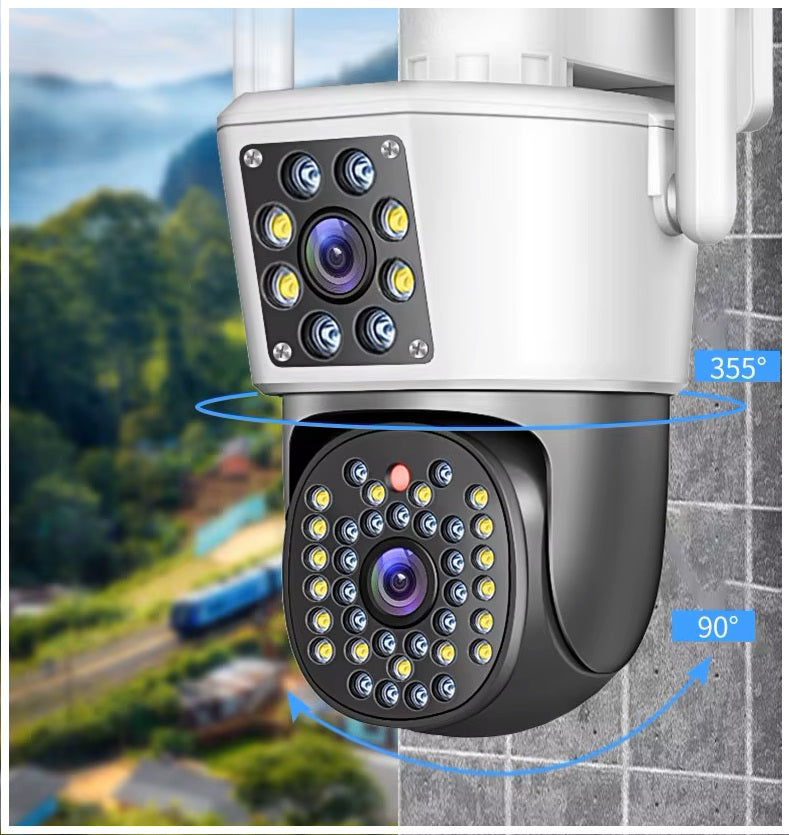 Cámara Seguridad WiFi Doble Lente Monitoreo 360° Full HD 110° Visión