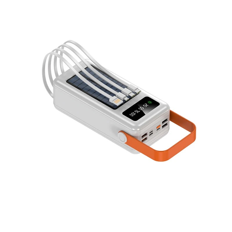 Batería Portátil Power Bank Solar 40000mAh Cables Integrados Luz LED