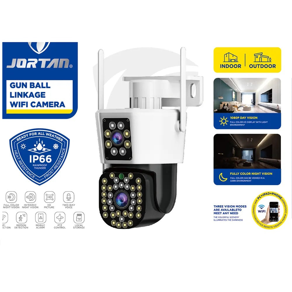 Cámara Seguridad WiFi Doble Lente Monitoreo 360° Full HD 110° Visión