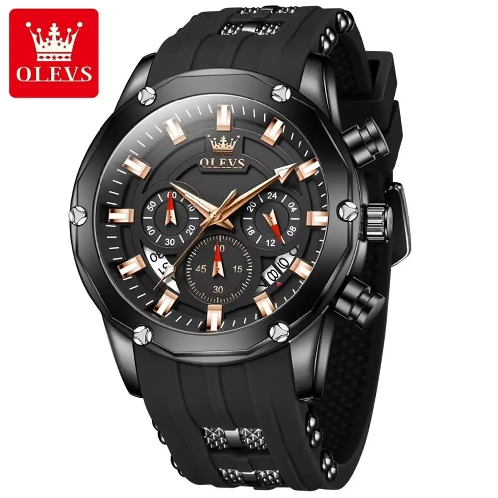 Reloj Deportivo de Lujo OLEV Acero Inoxidable Cuarzo Sumergible 30M