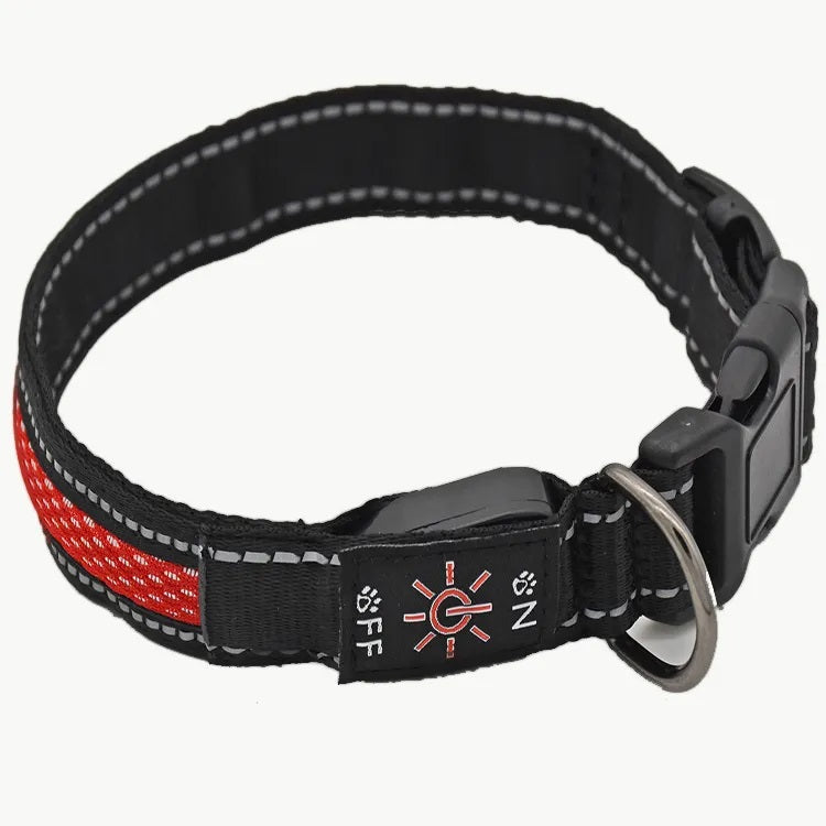 Collar Luz LED 3 modos Luz carga USB Perros Gatos Talla S Rojo