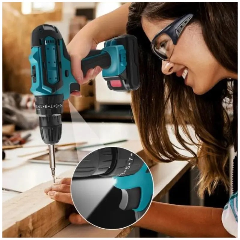 Taladro Portátil Recargable 36V con 24 Accesorios 32Nm Máx. Luz Led