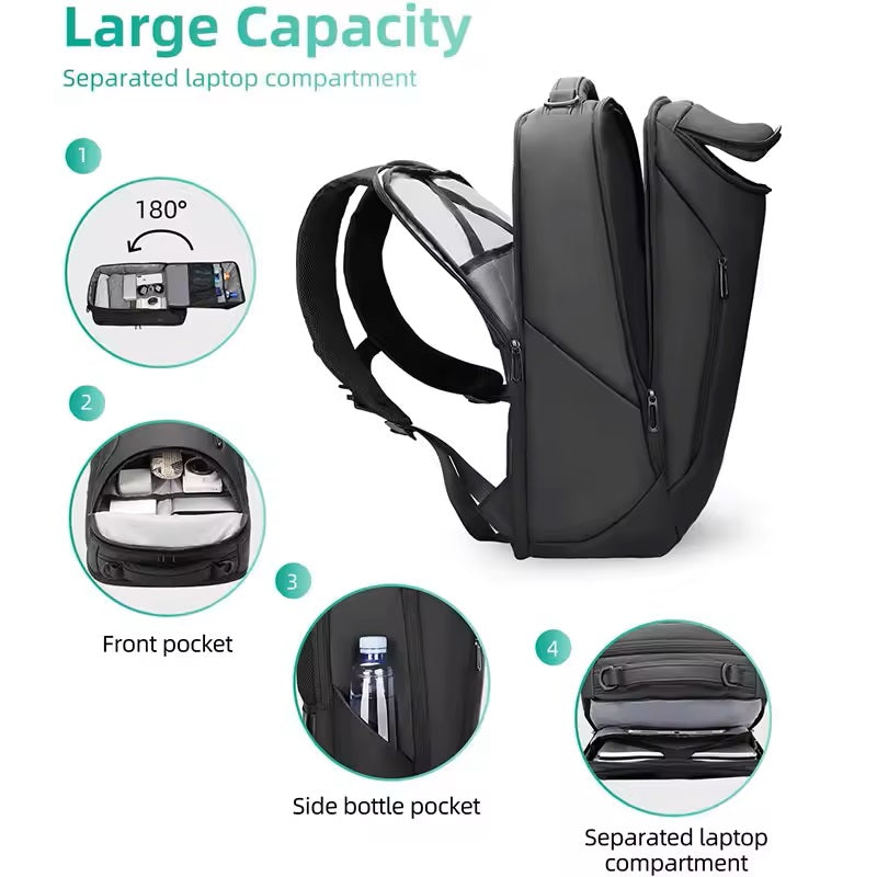 Mochila Impermeable Multifuncional Carga USB Ideal Viajes y Oficina