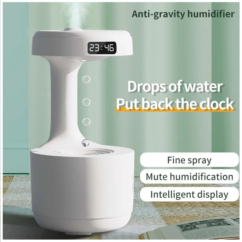 Humidificador Antigravedad Reloj, Luz Cálida y Capacidad de 600 ml