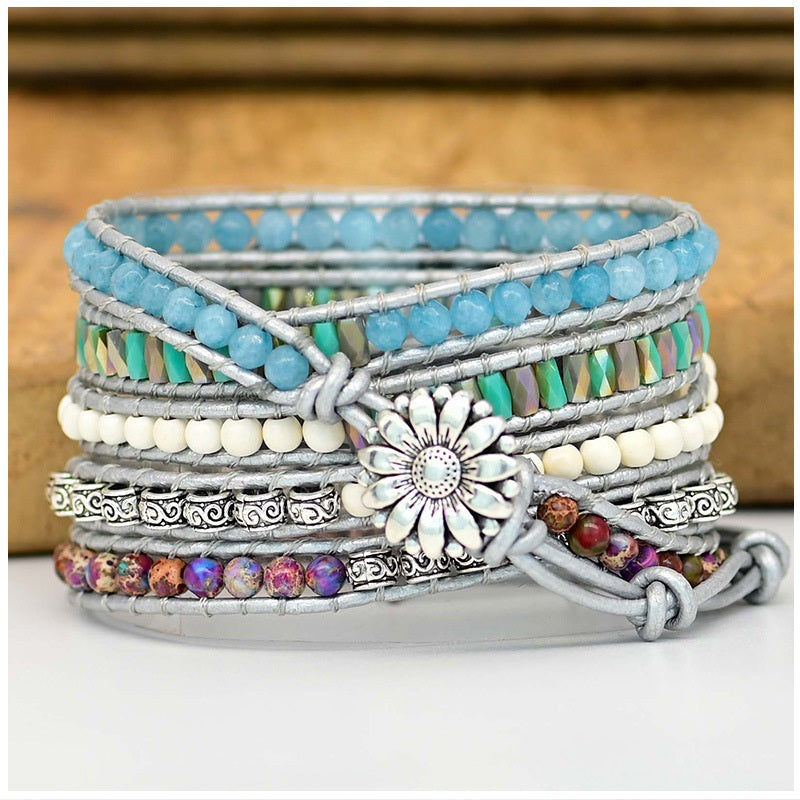 Correa Boho Trenzada para Apple Watch 42/44mm con Piedras Naturales, Estilo Luxury-Trendy