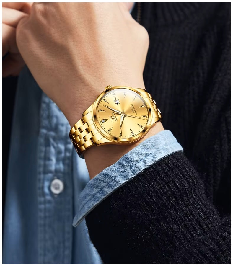 Reloj de Lujo Clásico para Hombre con Calendario y Movimiento de Cuarzo Resistencia al agua 30m