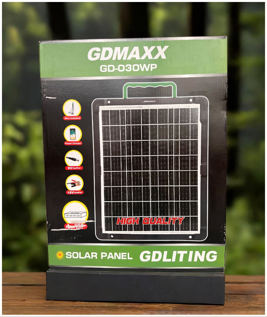 Panel Solar Portátil 30W 18V Adaptador de carga Múltiple Cable USB