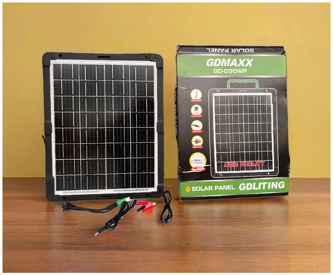 Panel Solar Portátil 30W 18V Adaptador de carga Múltiple Cable USB