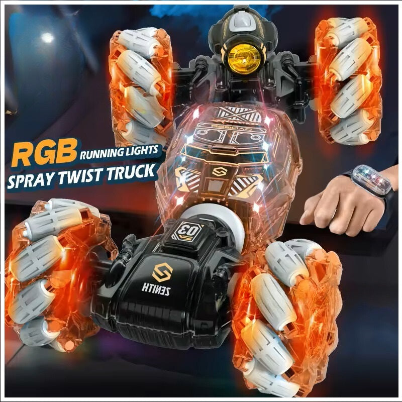 Auto Acrobático Doble Cara 4X4 RC Control Remoto Gestos 2.4G Naranjo