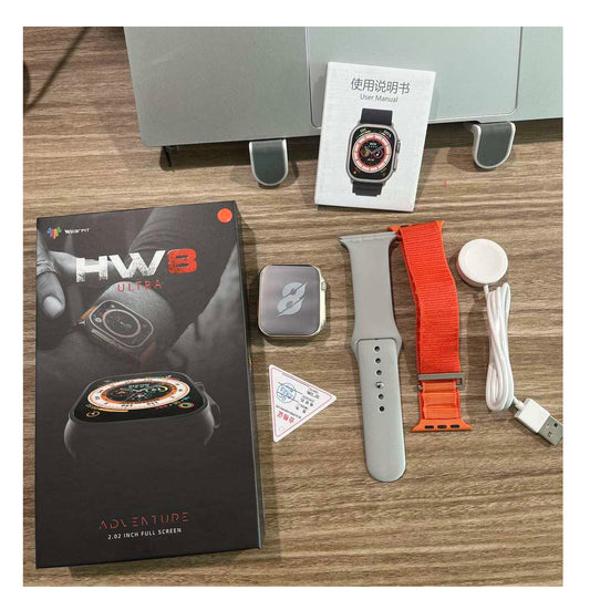 Reloj Inteligente Smartwatch Bluetooth HW8 ULTRA 2.02 PULGADAS CORREAS BLANCA Y NARANJA