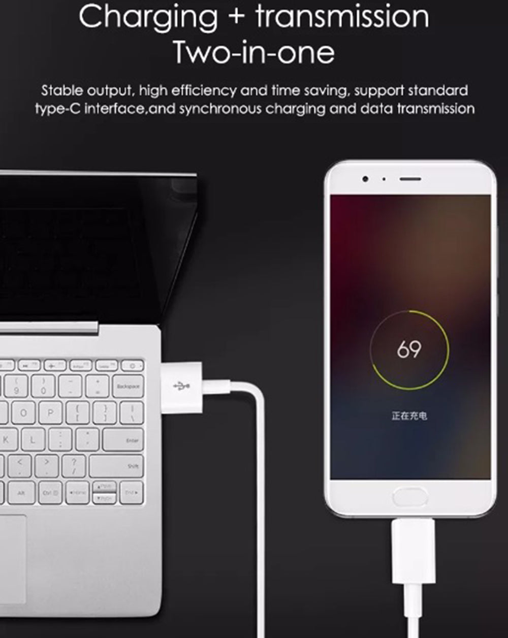 Cable Cargador y datos USB Tipo C de 1 Metro para Samsung Xiaomi