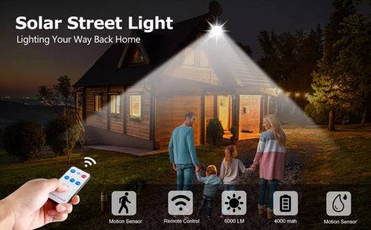 Luz Led inteligente con panel solar control remoto y sensor movimiento