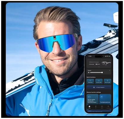 Gafas Inteligentes con IA 1080P Cámara 8MP, Traducción en Tiempo Real, Bluetooth 5.4, Uso Deportivo y Profesional