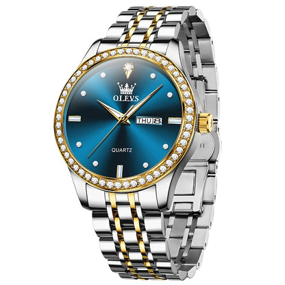 Reloj de Lujo para Hombre Diseño Clásico y Esfera Azul Real Acero Inoxidable Movimiento de Cuarzo