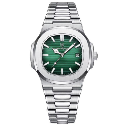 Reloj Analógico de Cuarzo Hombre 40 mm Acero Inoxidable con Calendario, Agujas Luminosas, Cierre Mariposa y Resistencia al Agua 3 BAR