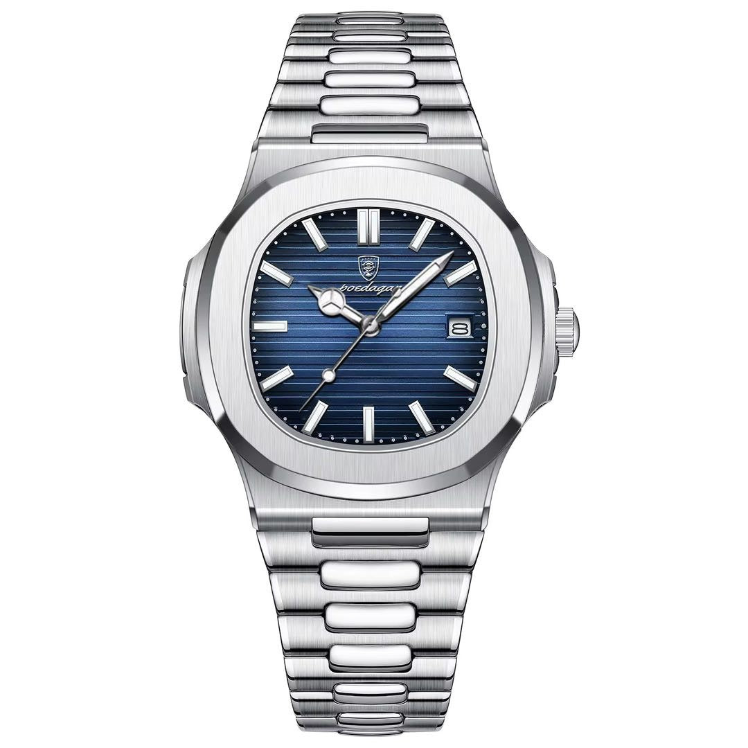 Reloj Analógico de Cuarzo para Hombre 40 mm Acero Inoxidable Cristal Mineral Calendario Resistente al Agua 3 BAR Estilo Ejecutivo y Casual