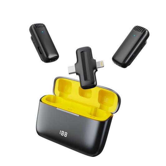 Micrófono Inalámbrico Profesional Dual J13 Pro con Estuche de Carga y Conectores Lightning / Tipo-C