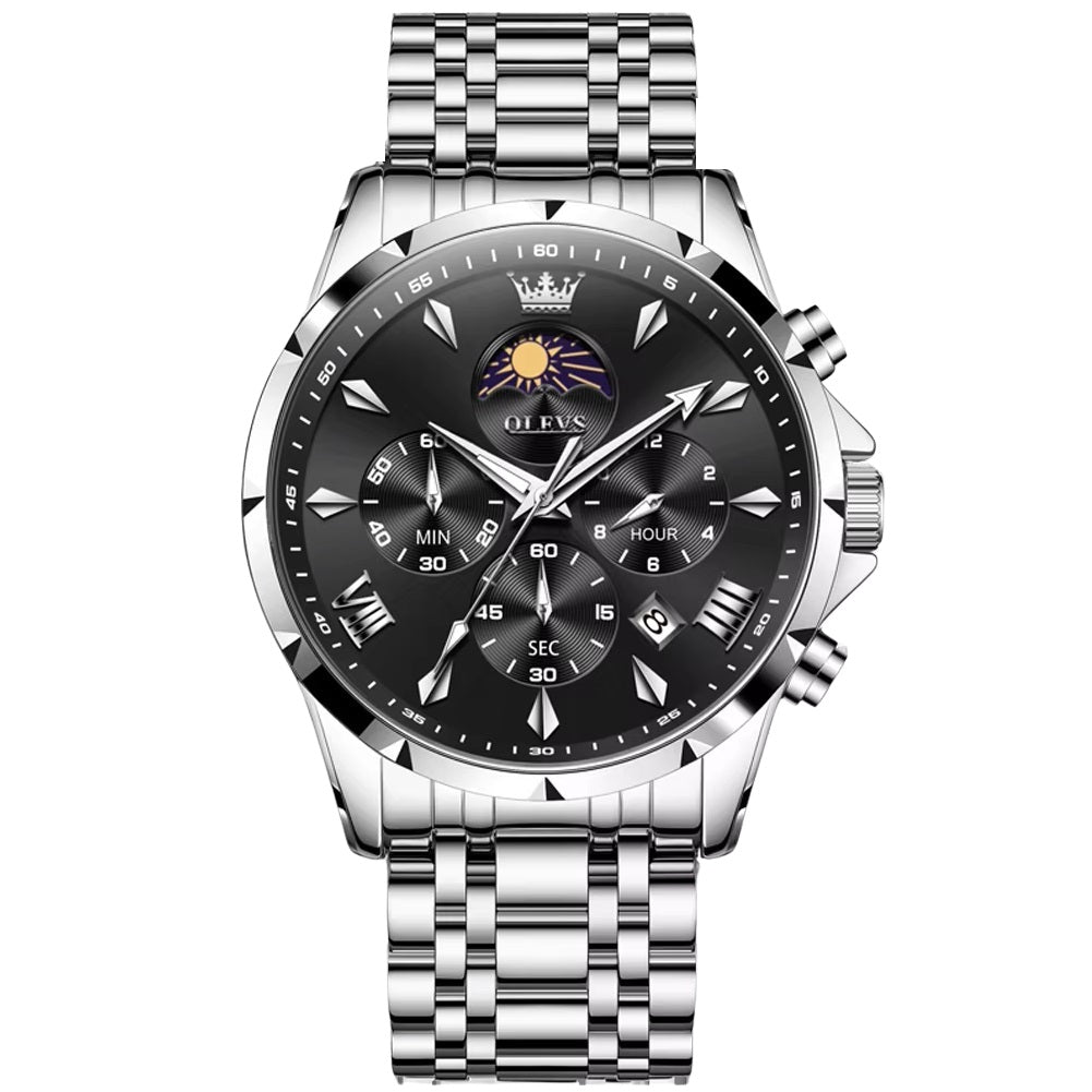 Reloj Deportivo de Cuarzo Multifuncional con Caja de Acero Inoxidable